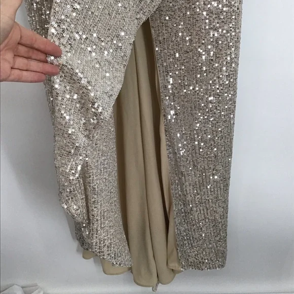 IEENA /MAC DUGGAL NWT Sequin Stretch Wrap Maxi Gown Formal Wedding Party Size 8 - Picture 12 of 14